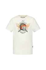 White cotton t-shirt with biker print - Image n°1