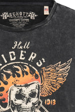 Black washed cotton t-shirt with biker print - Image n°4