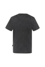 Black washed cotton t-shirt with biker print - Image n°3