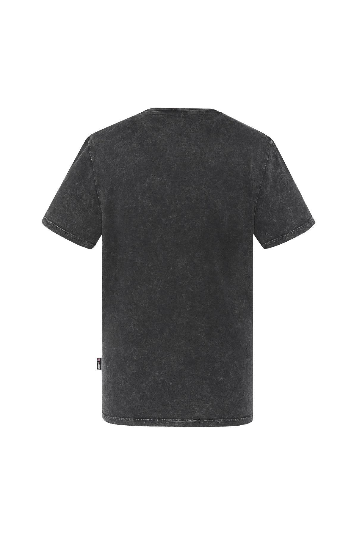 Black washed cotton t-shirt with biker print - Image n°3