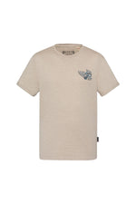 Cement-colored cotton T-shirt with biker logo - Image n°2