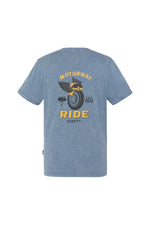 Blue cotton t-shirt with biker logo - Image n°3