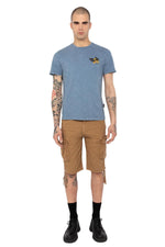 Blue cotton t-shirt with biker logo - Image n°5