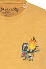 Yellow cotton t-shirt with tattoo logo - Image n°2