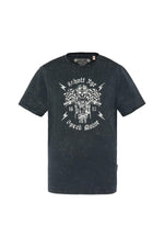 Navy blue cotton t-shirt with biker print - Image n°1