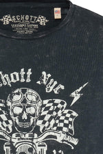 Navy blue cotton t-shirt with biker print - Image n°2