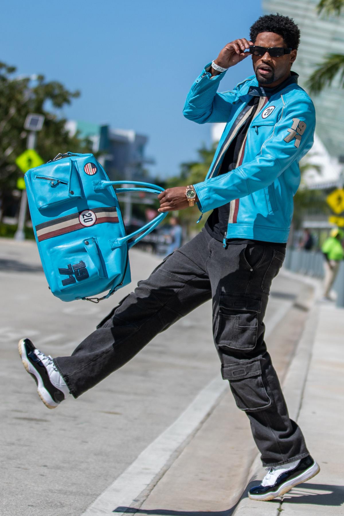 Nordic Blue Leather Racing Jacket - Image n°8