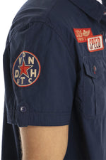 Navy blue cotton garage style shirt - Image n°2