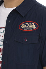 Navy blue cotton garage style shirt - Image n°4