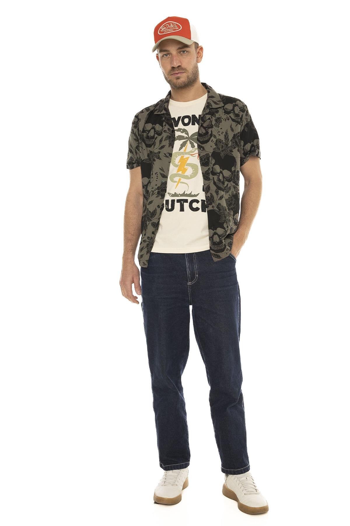 Lightweight short-sleeved skull pattern shirt - Image n°4