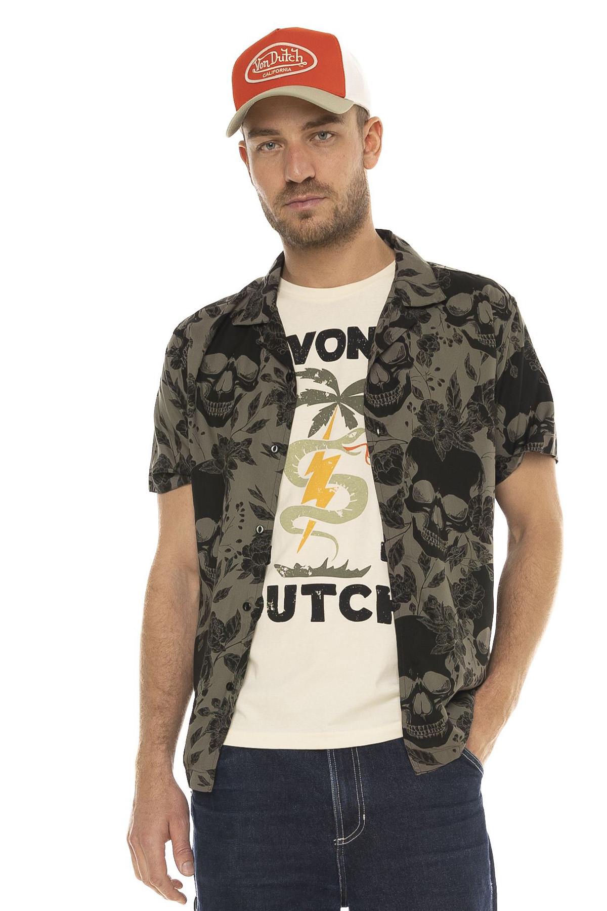 Lightweight short-sleeved skull pattern shirt - Image n°1
