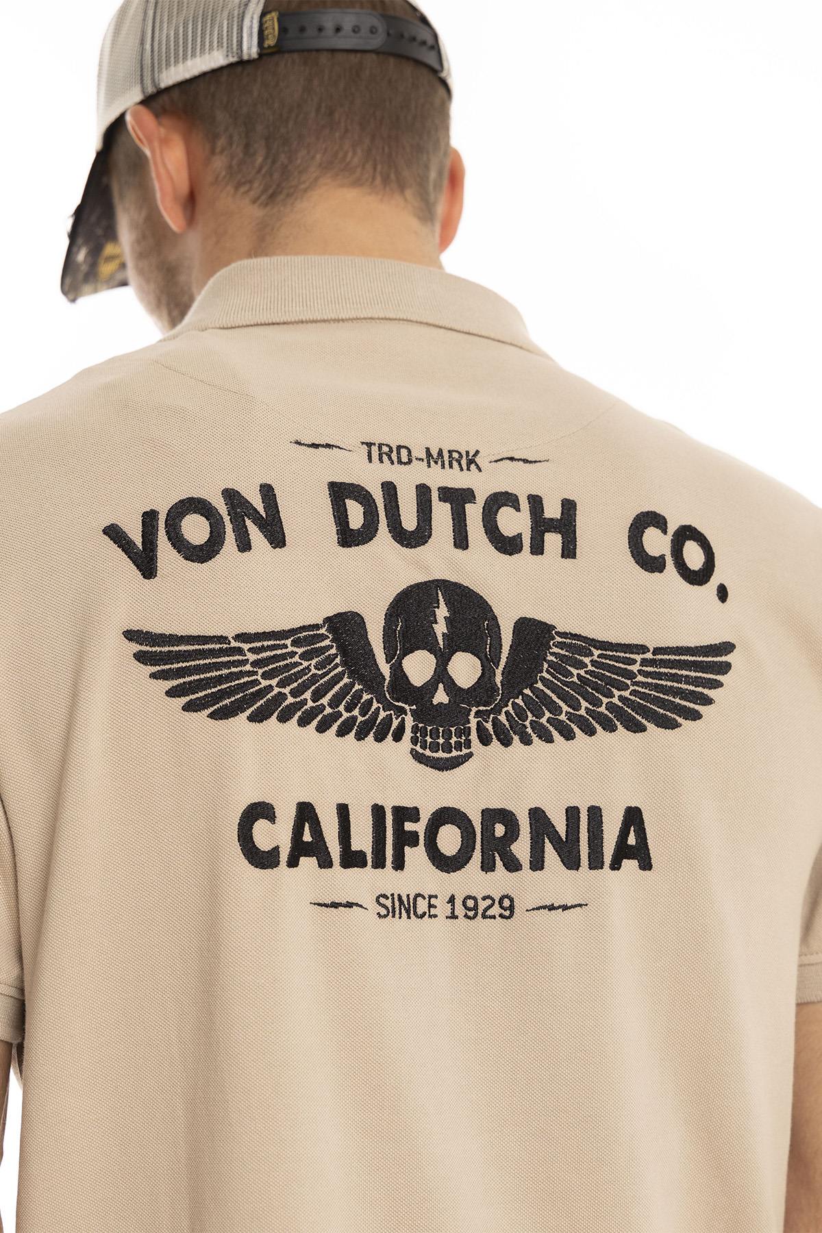 Beige cotton polo shirt with embroidered heart and back - Image n°2