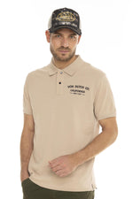 Beige cotton polo shirt with embroidered heart and back - Image n°1