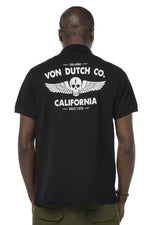 Black cotton polo shirt with embroidered heart and back - Image n°2