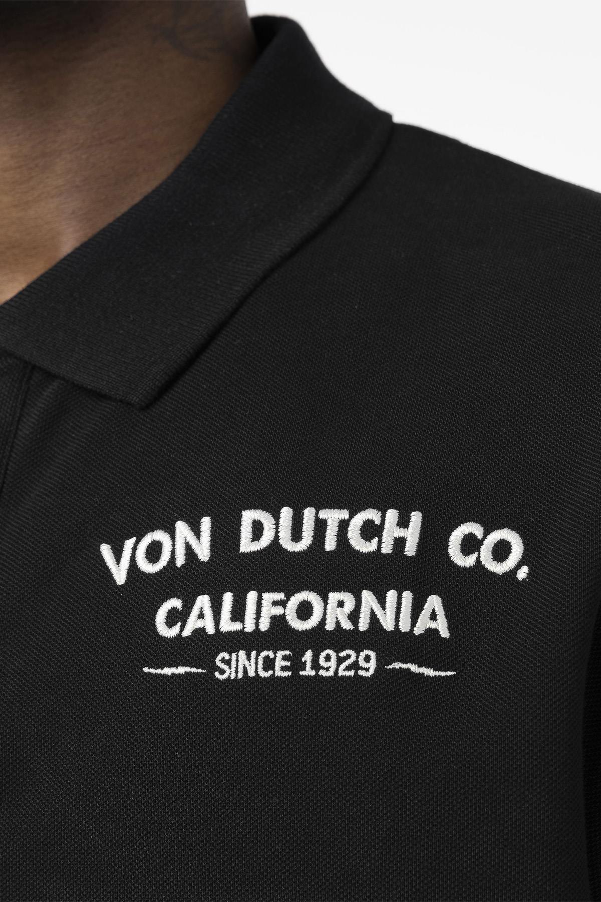 Black cotton polo shirt with embroidered heart and back - Image n°3