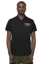 Black cotton polo shirt with embroidered heart and back - Image n°1