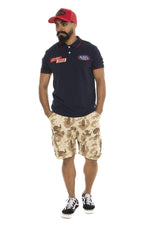 Navy blue cotton polo shirt in garage style - Image n°6