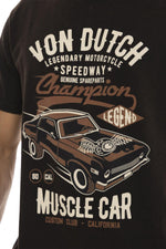 Black cotton muscle car theme t-shirt - Image n°2