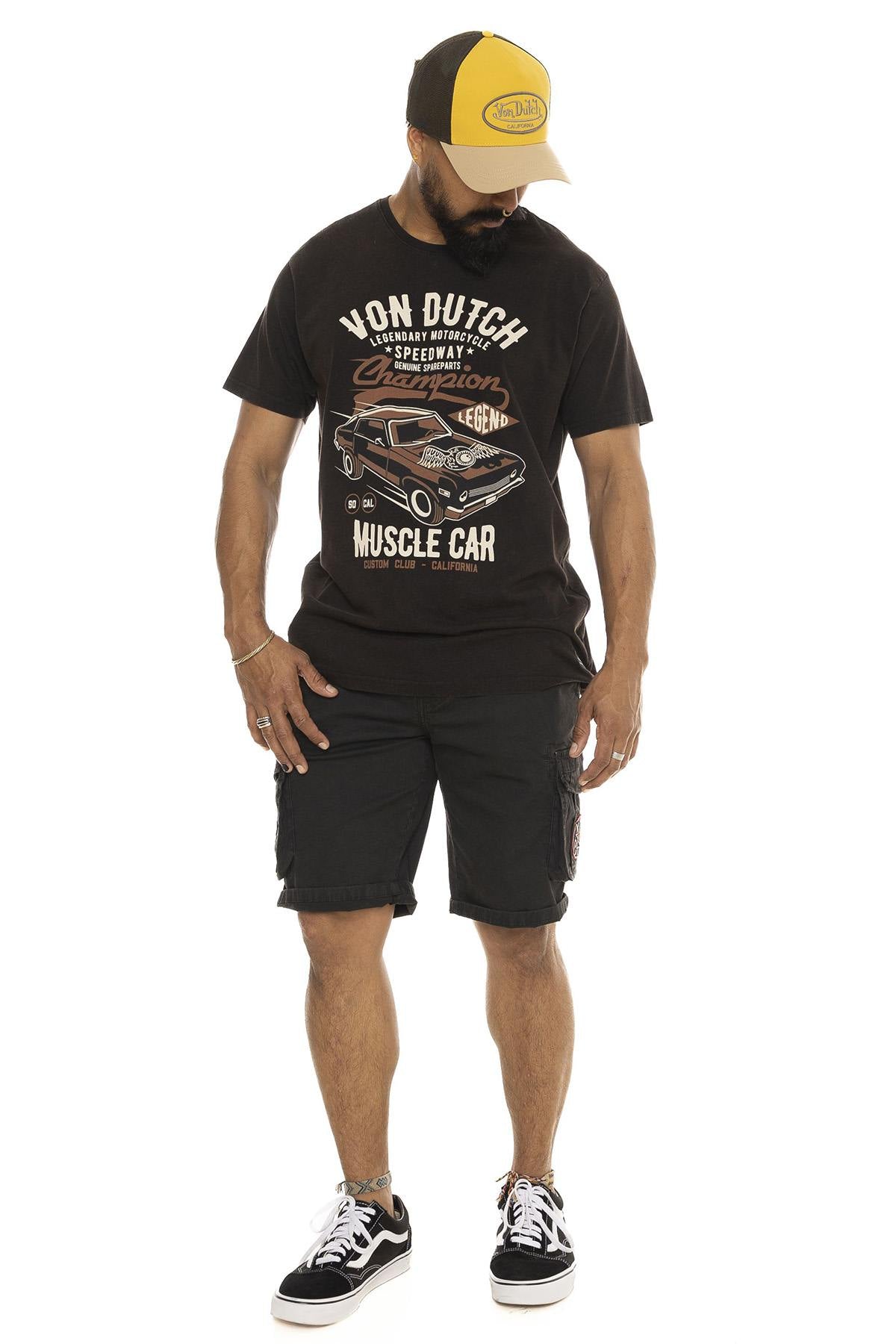 Black cotton muscle car theme t-shirt - Image n°4