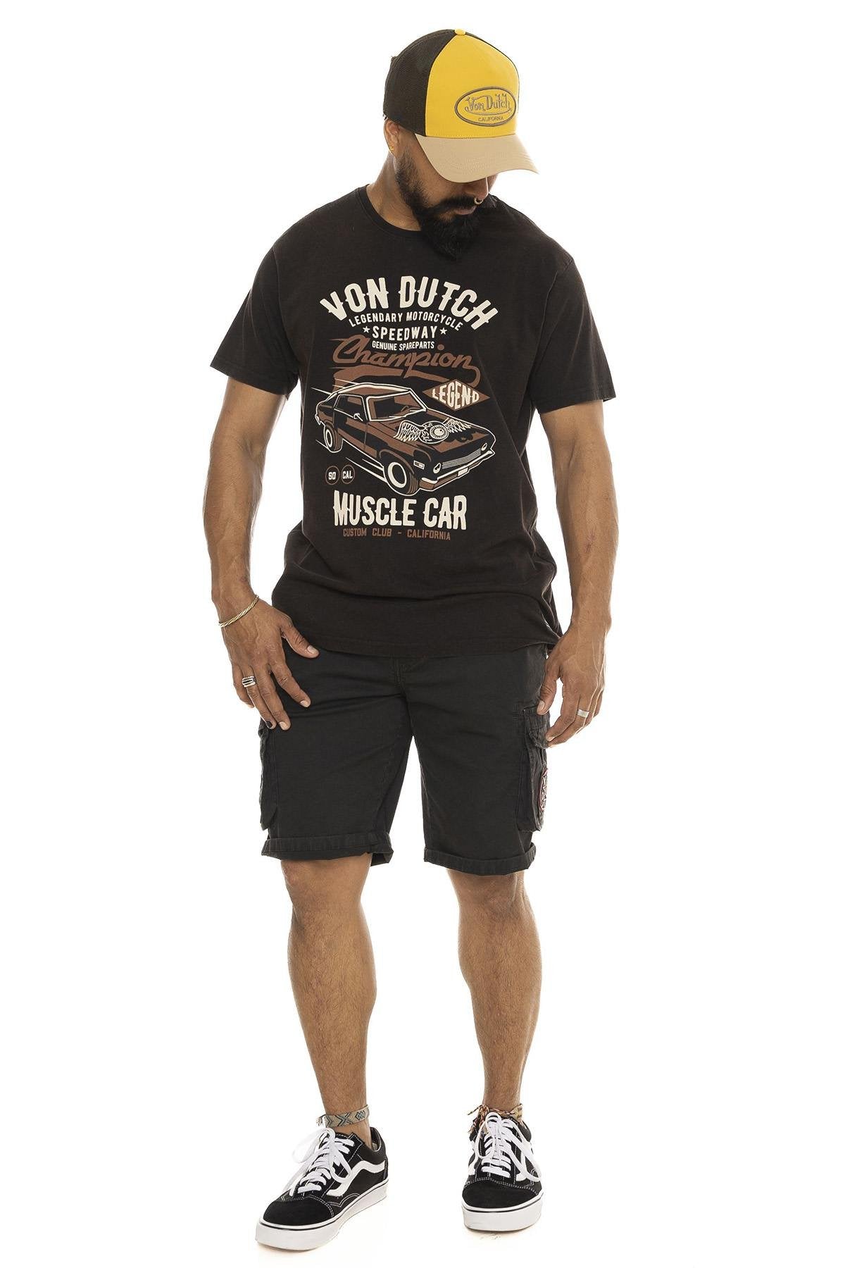 Black cotton muscle car theme t-shirt - Image n°4