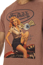 Salmon-colored pin-up cotton T-shirt - Image n°2