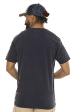 Navy blue cotton t-shirt with biker wolf print - Image n°3