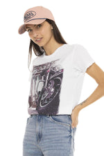 White t-shirt with motorcycle print - Image n°3