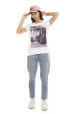 White t-shirt with motorcycle print - Image n°6