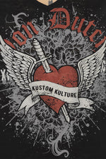 Black V-neck t-shirt with Kustom illustration - Image n°2