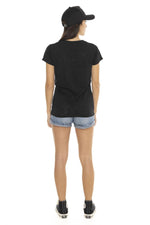 Black V-neck t-shirt with Kustom illustration - Image n°5