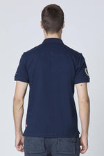 Navy blue cotton polo shirt with Italian aviation patch - Image n°4