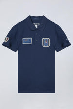 Navy blue cotton polo shirt with Italian aviation patch - Image n°8