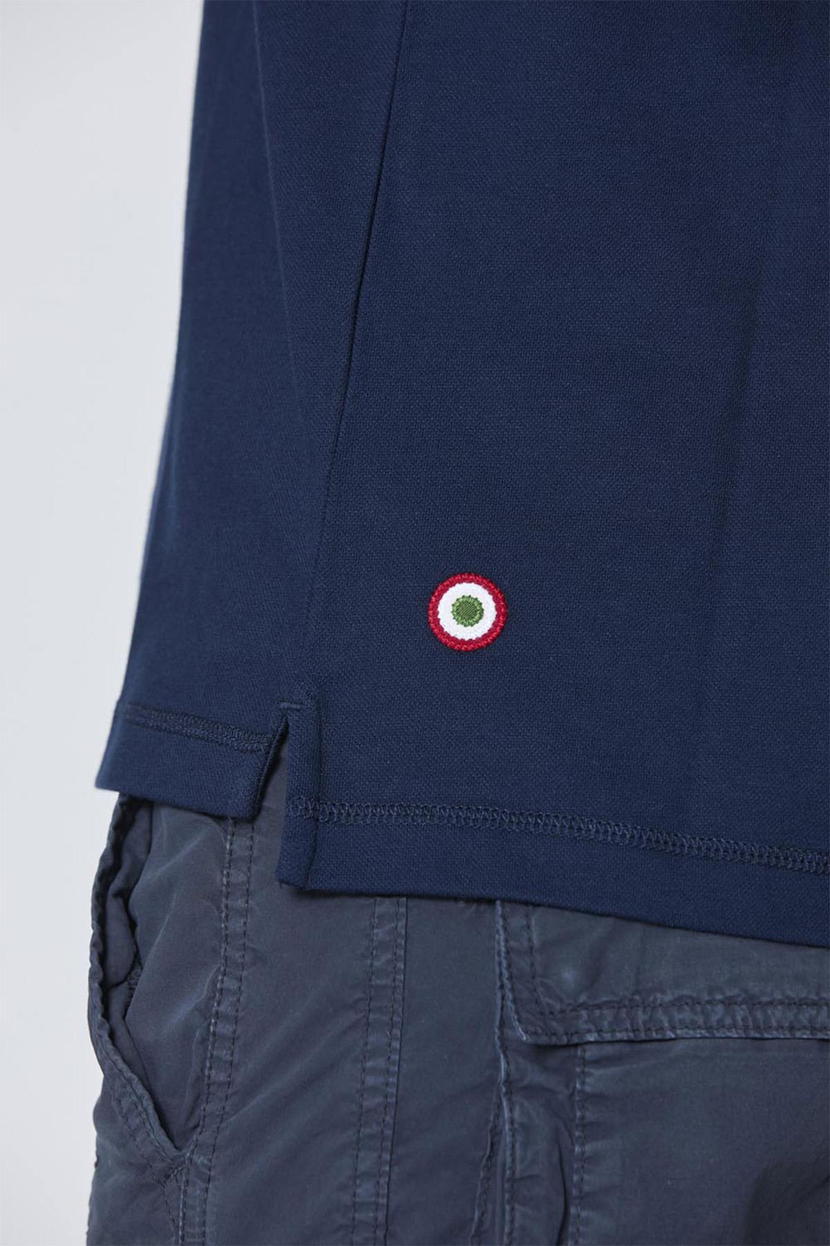 Navy blue cotton polo shirt with Italian aviation patch - Image n°6