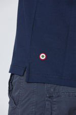 Navy blue cotton polo shirt with Italian aviation patch - Image n°6