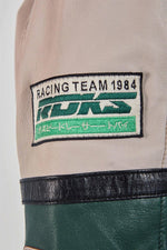 Vintage green and off-white racing leather jacket - Image n°7