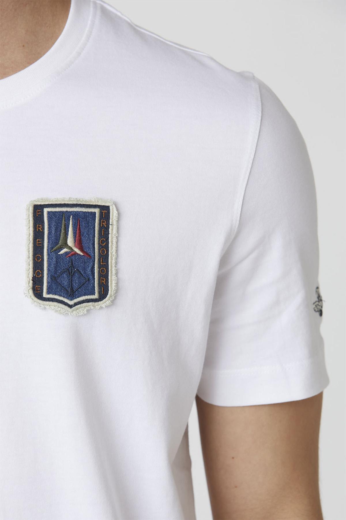 White denim t-shirt with aviation patches - Image n°2