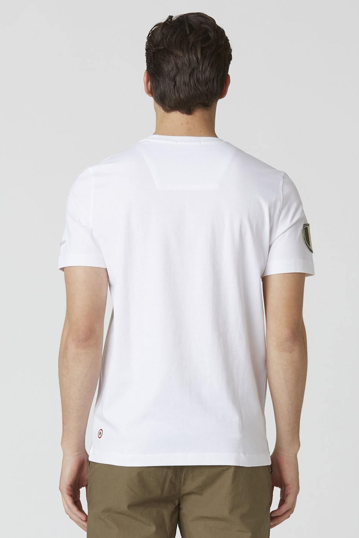 White denim t-shirt with aviation patches - Image n°3