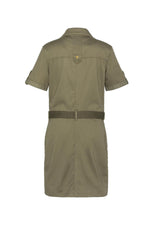 Khaki army dress with belt - Image n°6