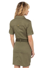 Khaki army dress with belt - Image n°2