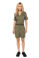 Khaki army dress with belt - Image n°4