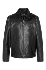 Black cowhide leather jacket with shirt collar - Image n°5