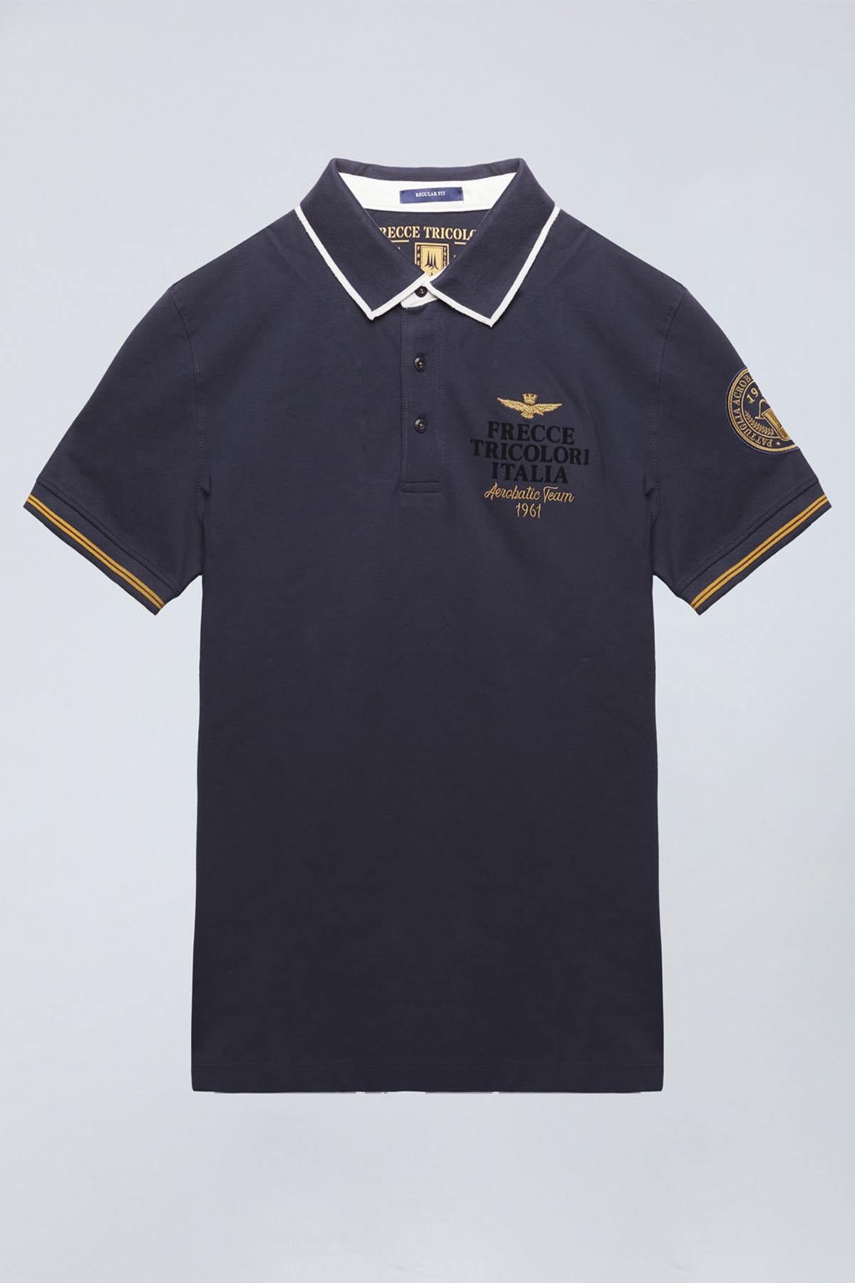 Navy blue and gold polo shirt - Image n°6