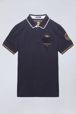 Navy blue and gold polo shirt - Image n°6