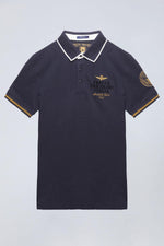 Navy blue and gold polo shirt - Image n°6
