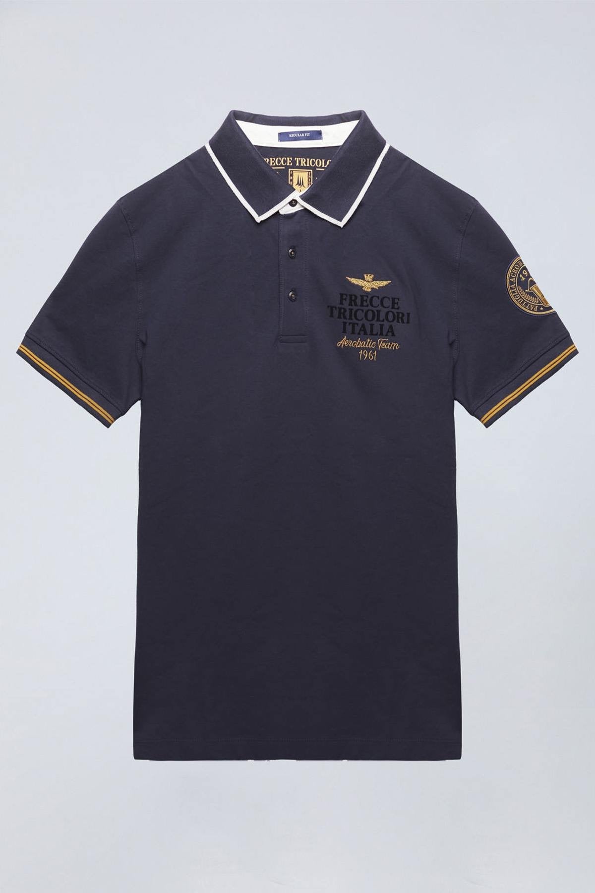Navy blue and gold polo shirt - Image n°6