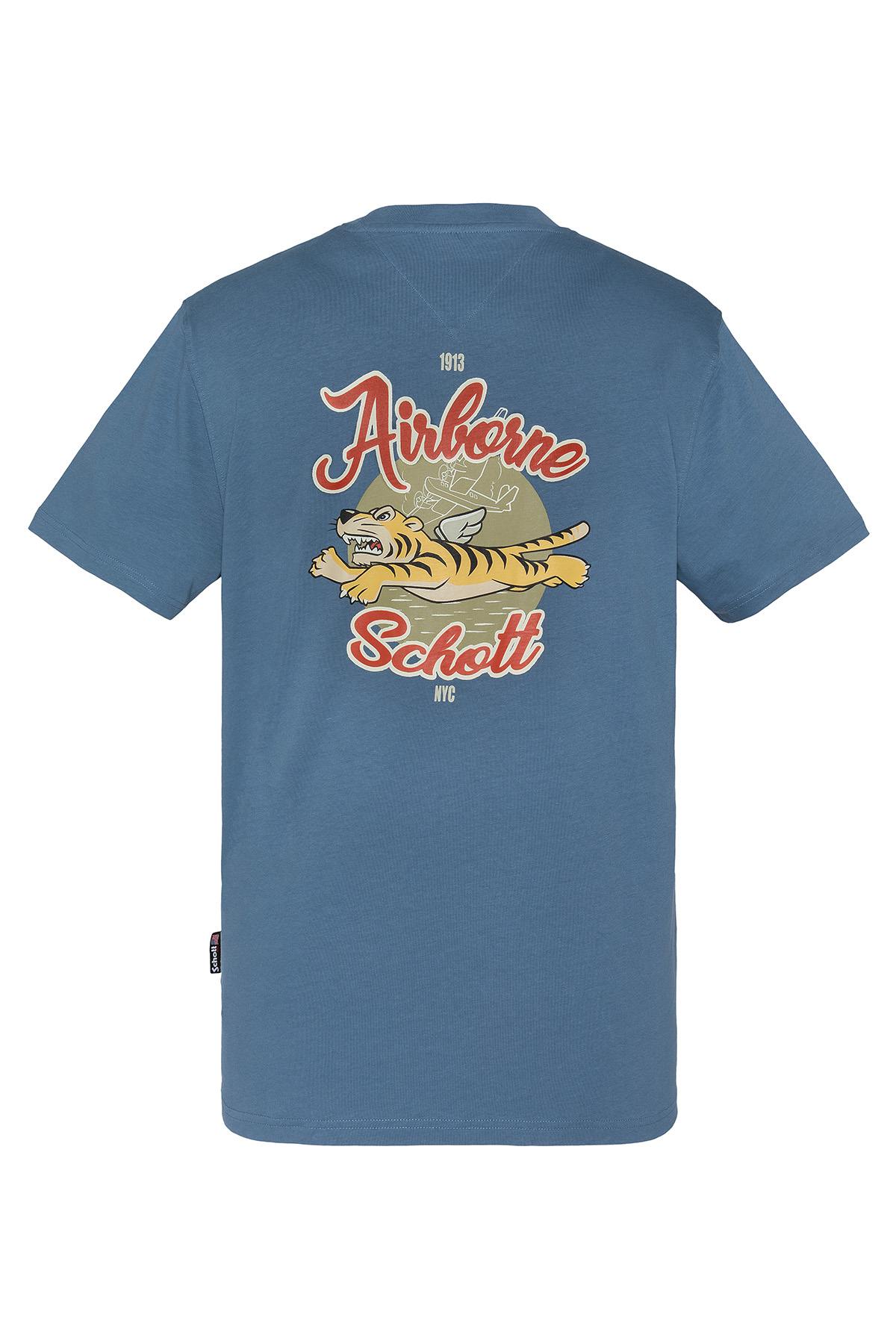 Steel blue t-shirt with Flying Tigers illustration on the back - Image n°1
