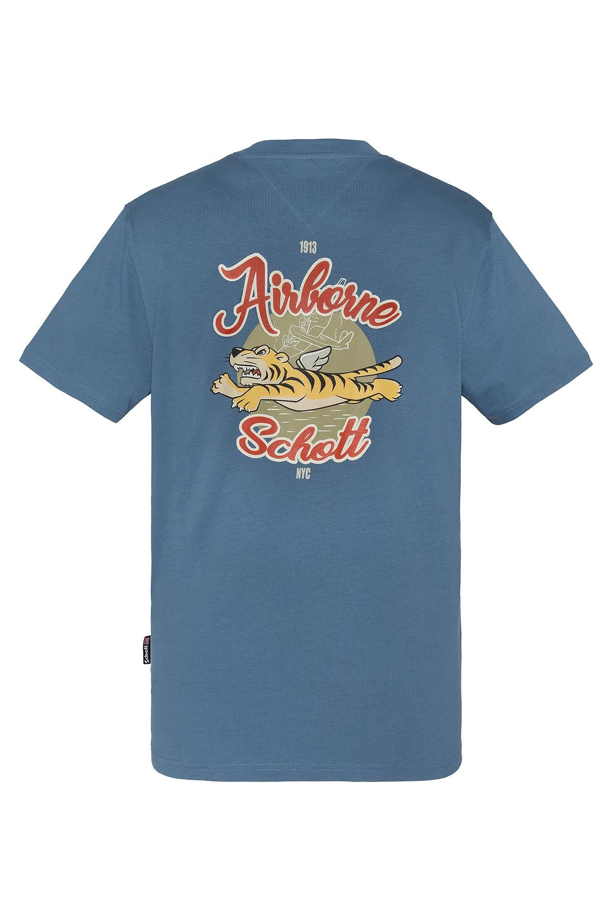 Steel blue t-shirt with Flying Tigers illustration on the back - Image n°1