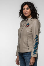Michel Vaillant ecru leather jacket for women - Image n°6