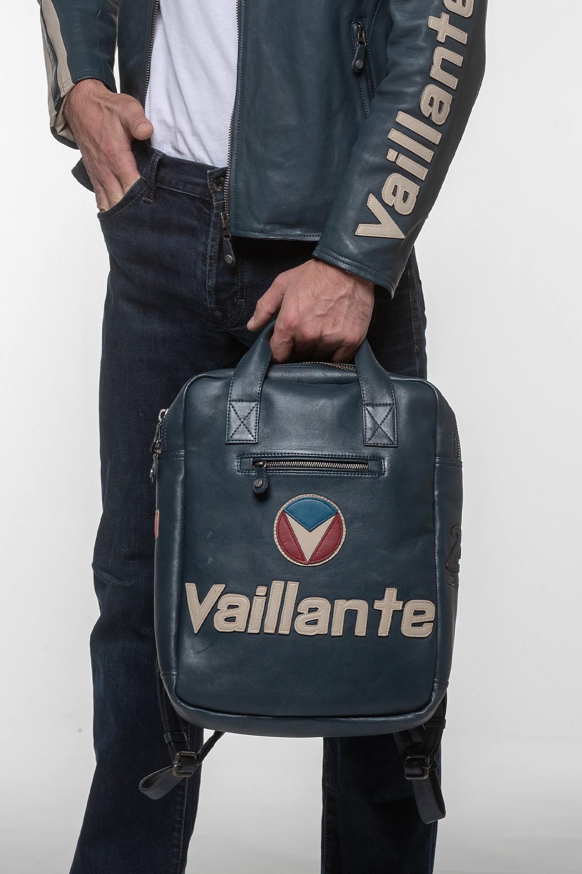 Michel Vaillant Royal Blue Leather Backpack - Image n°3