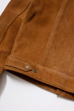 Rugged suede leather trucker jacket with buffalo leather collar - Image n°9